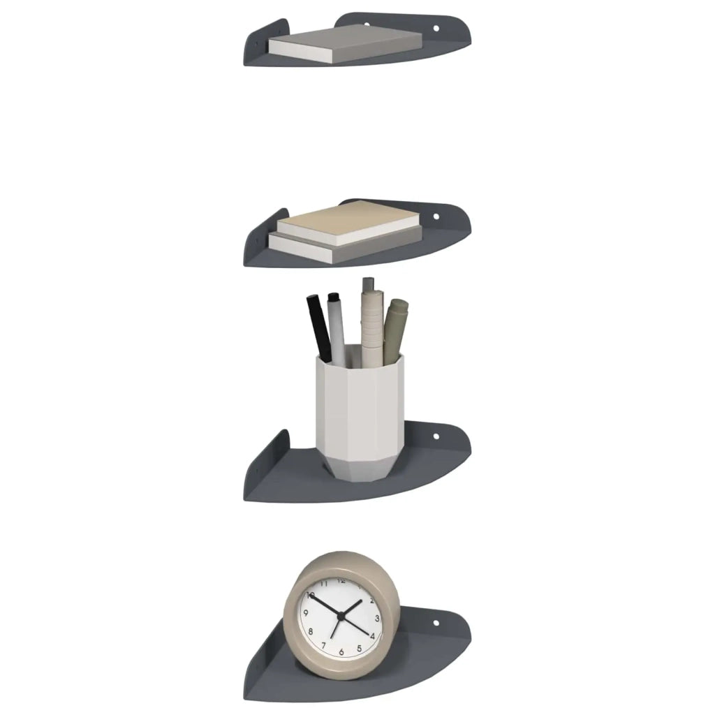 Mensola sospesa con lo scaffale 4 pcs Antracite 15 x 15 x 2 cm