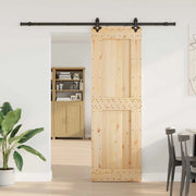 Porta scorrevole NARVIK Naturale e Nero 70 x 210 cm (213,5 cm)