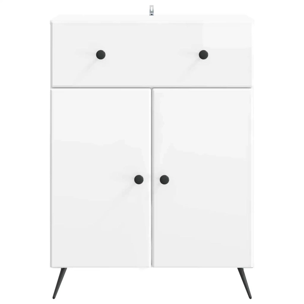 Credenza Bianco Lucido 66 x 34,5 x 90 cm Legno ingegnerizzato