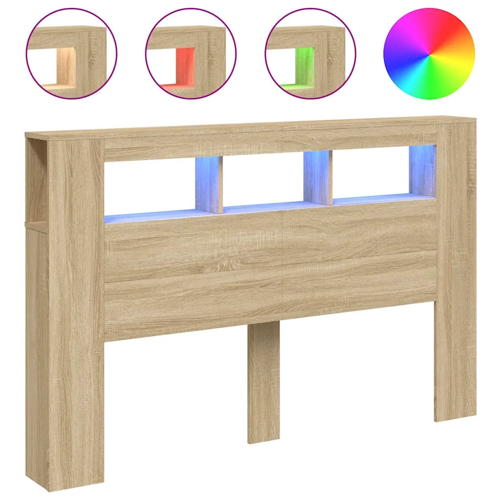 Testiera | Testata LED Rovere Sonoma 160x18,5x103,5 cm Legno Multistrato