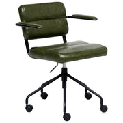 Sedia da ufficio in ecopelle verde scuro girevole e regolabile in altezza con braccioli Ufficio Casa Studio Tradizionale