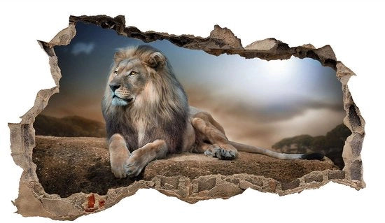 Sticker per parete con animali selvatici autoadesivo per parete H 60 x B 100 per camera da letto e soggiorno (WL31 leone)