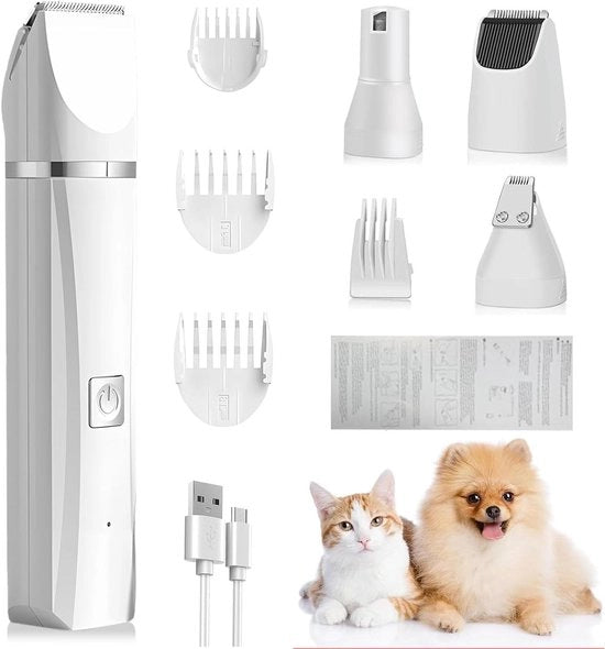 Taglierino Professionale 4-in-1 per Cani, Gatti e Piccoli Animali di Compagnia con Trimmer e Taglierini per Unghie