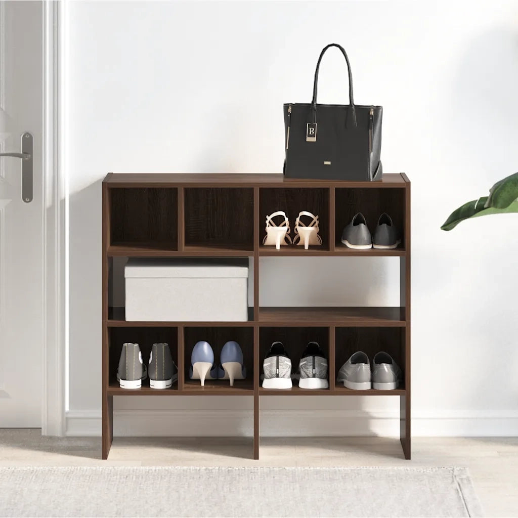 Scarpiere 2 pz Impilabili-Set di 2 Scaffale per scarpe Rovere Marrone 89,5x30x40 cm