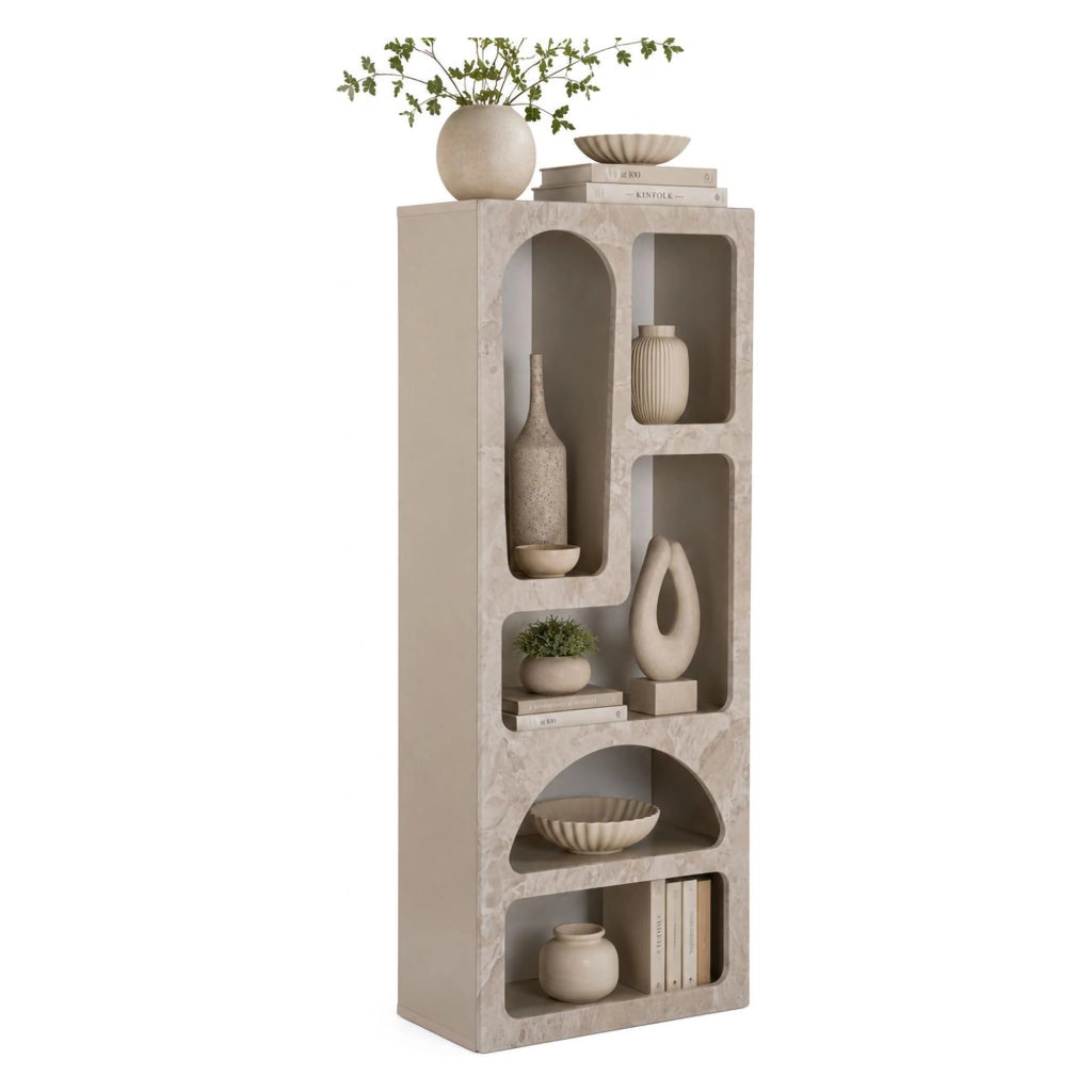 Biblioteca Arsenion, Libreria 6 Ripiani, 60x32x150h cm Beige Marmo