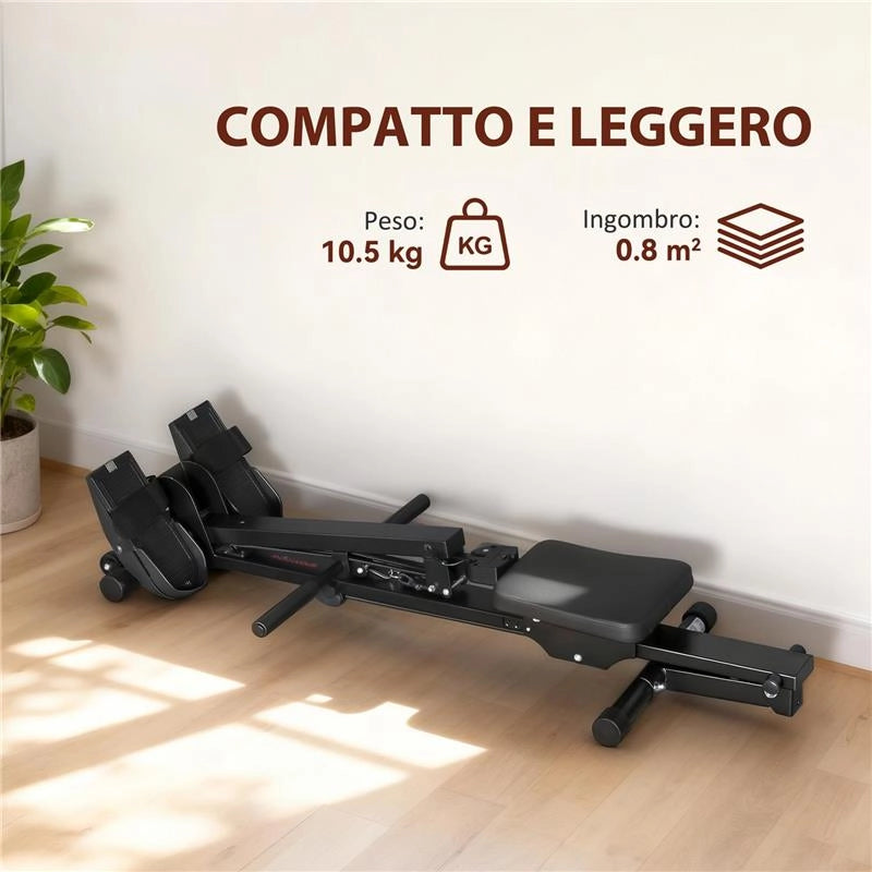 VOGATORE PIEGHEVOLE CON MONITOR LCD E SEDILE IMBOTTITO, RESISTENZA A ELASTICO, CAPACITÀ 150 KG