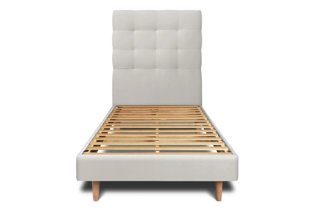 Letto 90x200 cm con testata imbottita - Tessuto velluto