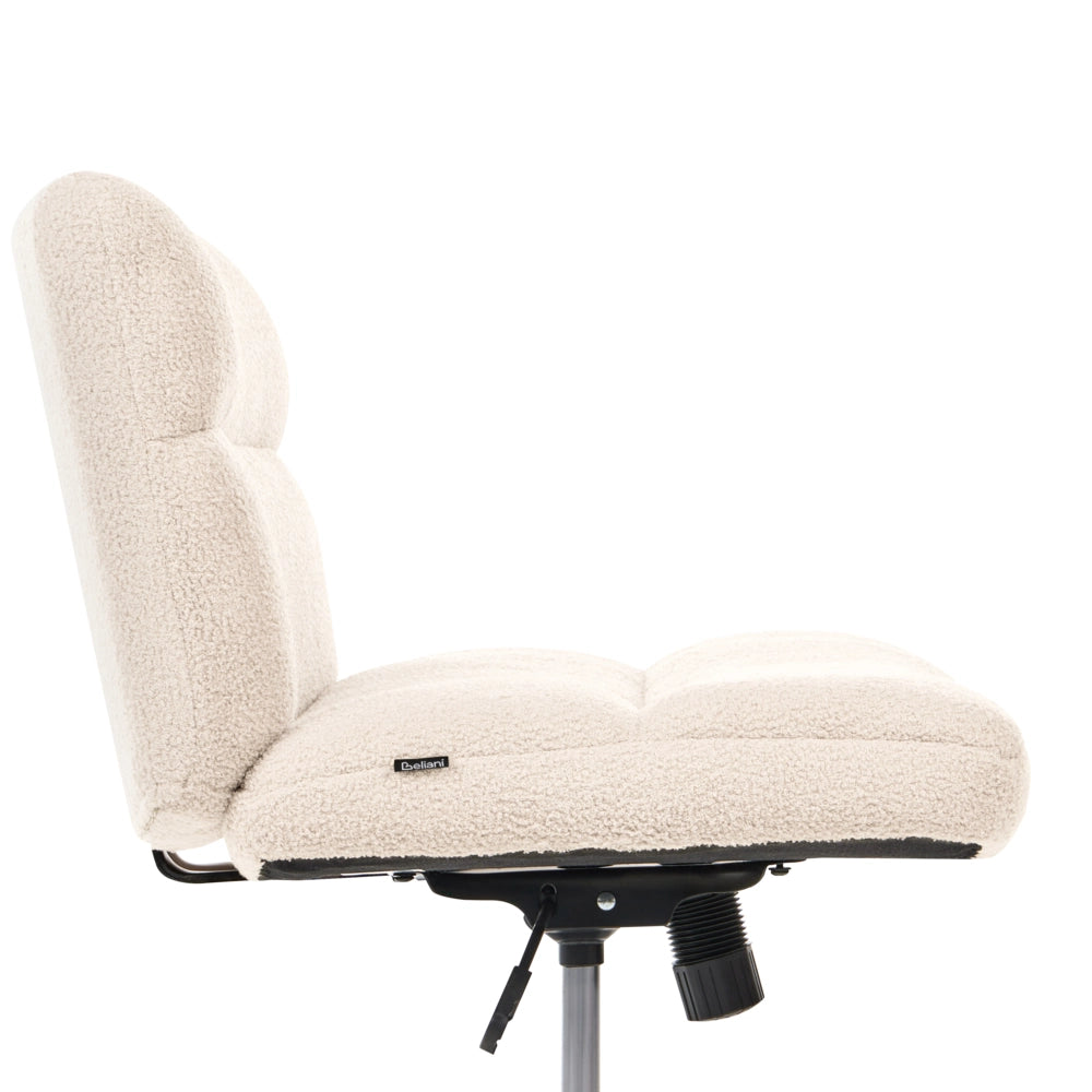 Sedia da scrivania per ufficio Boucle Rivestimento ampio senza braccioli Seduta pneumatica Base girevole inclinabile beige chiaro