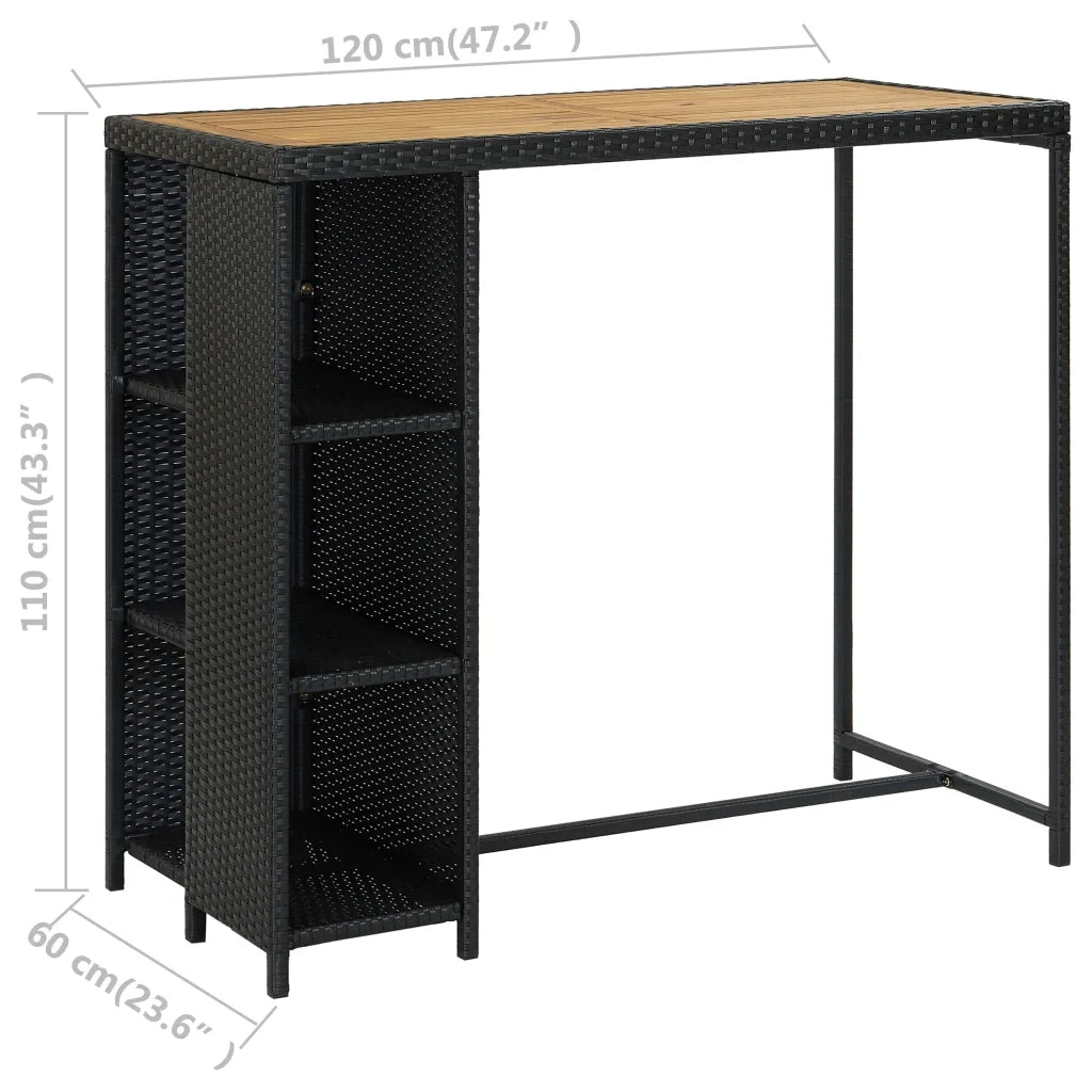 Set da Bar da Giardino 5 pz con Cuscini in Polyrattan Nero 3064916
