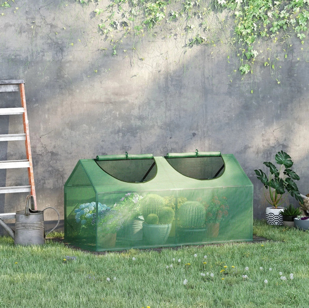 Serra da giardino compatta verde con finestre apribili 120 x 60 x 60 cm