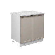 Mobile lavello cucina Fame-Line GrigioBeige/Bianco 80 cm con ripiano, PL Marmo Vicco