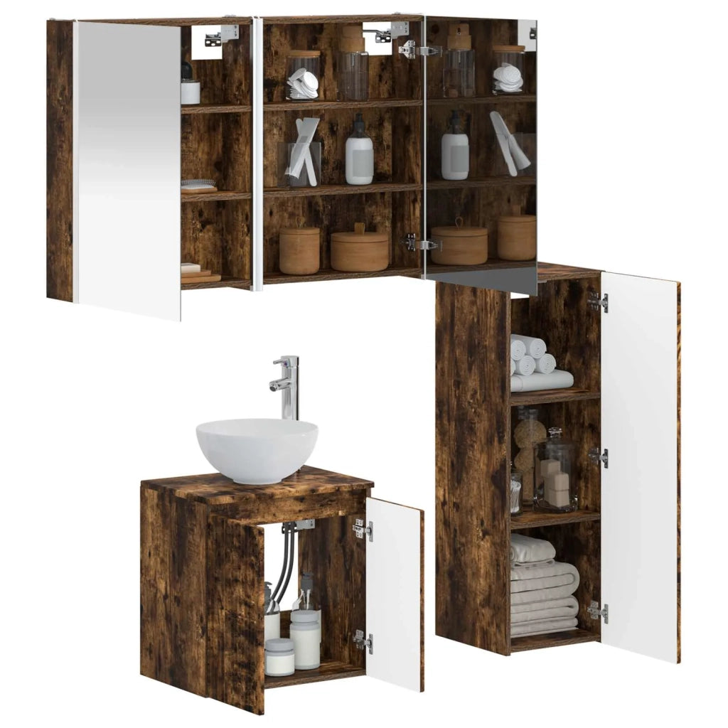 Set di mobili per il bagno 4 pcs Rovere Fumo 3407427