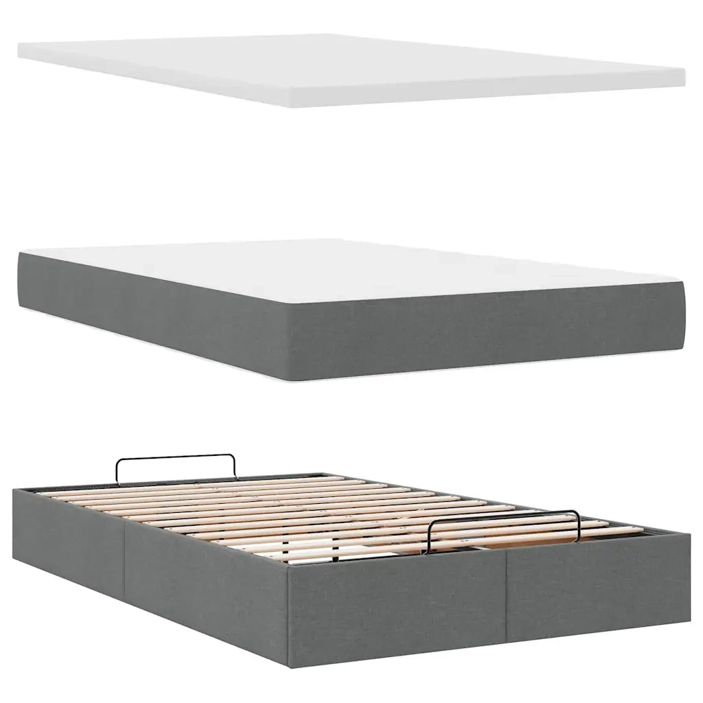 Struttura Letto Pouf con Materasso 120x200 cm in Tessuto 3313314