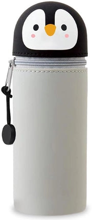 Etui 2-in-1 a forma di pinguino, con cappuccio e tasca, per bambini (grigio)
