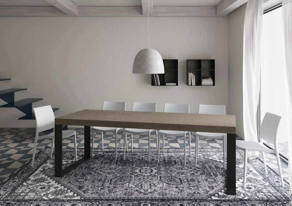 Tavolo Allungabile 120/380x90 cm Tecno Premium Tortora Gambe Antracite