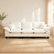 Divano cloud con braccioli curvi removibili in chenille beige per appartamenti e soggiorni compatti 263 × 82 × 90 cm