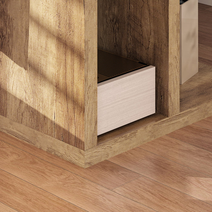 Tavolino da Salotto a Forma di C 40x30x60 cm con 3 Ripiani Marrone