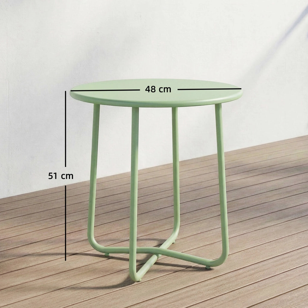 Tavolino da caff¨¨ esterno con base a X e piedi regolabili ¨C zephmum ¨C ?48x51cm, verde