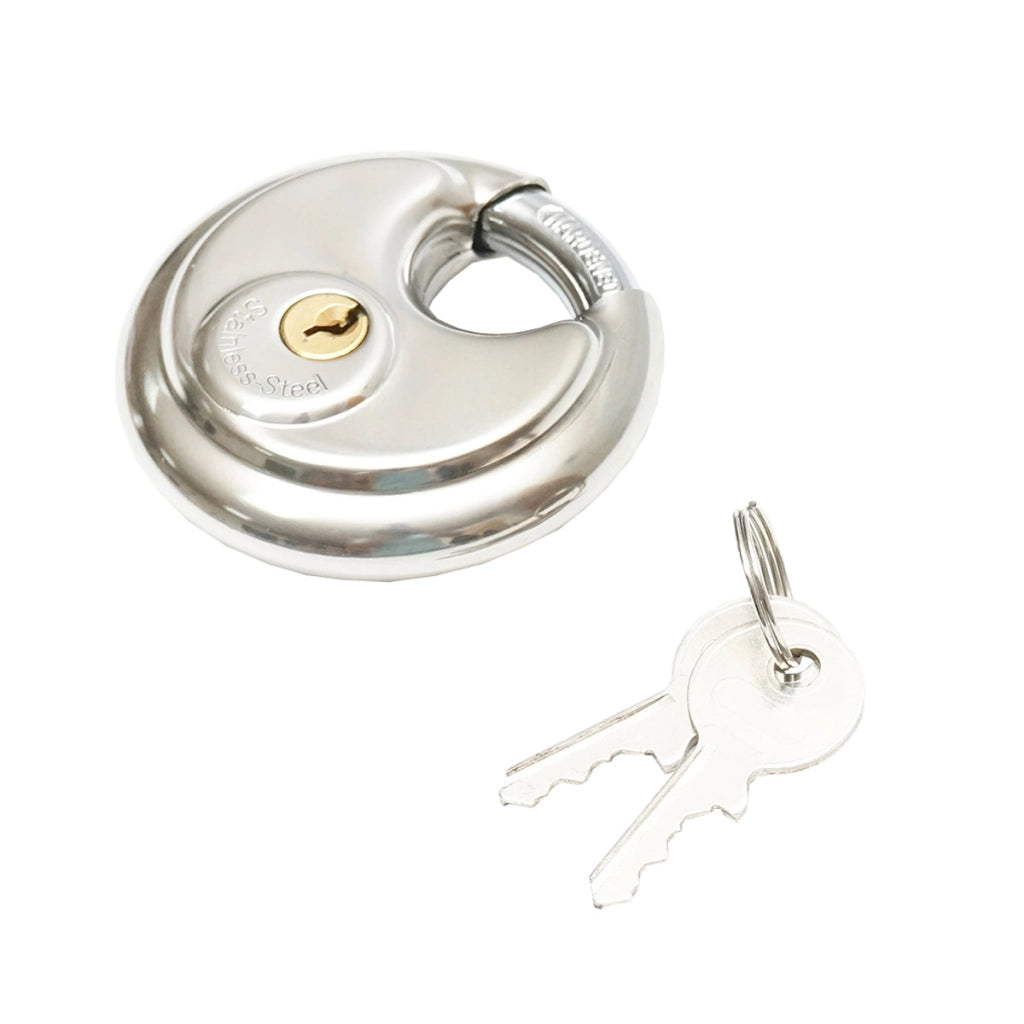 Lucchetto a disco in acciaio inox con 2 chiavi