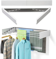 Wandgemonteatore per asciugare, 80cm estensibile, asciugamano a parete RVS pieghevole, corda da asciugare a parete pieghevole bianca, carico di 50 kg, per uso interno ed esterno, balcone