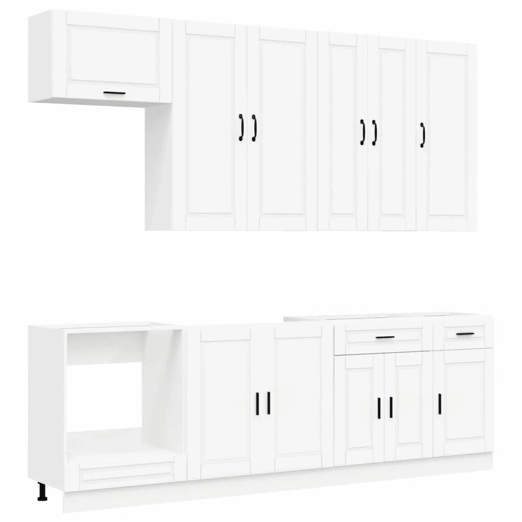 Set di armadi con cassetto 8 pcs Bianco Legno multistrato 3438163