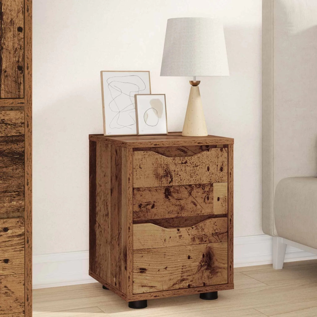Comodini con cassetto 2 pcs Legno vecchio 30,5 x 30 x 43 cm 888814