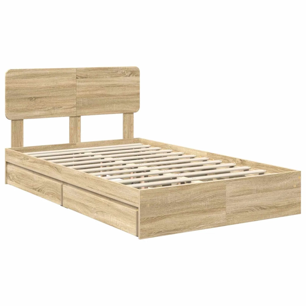 Letto con Contenitore con testiera Rovere Sonoma 135 x 190 cm 3412285