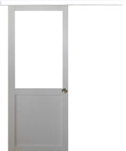 Porta scorrevole da officina bianca H204 x L83 senza montante + binario in alluminio bianco e 2 gusci