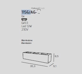 ECCENTRIC APPLIQUE 6 LUCI BIEMISSIONE GRIGIO ANTRACITE 1156-A6-GA