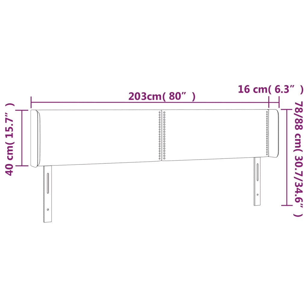 Testiera a LED Grigio Chiaro 203x16x78/88 cm in Tessuto 3123118