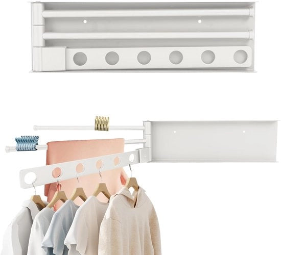 Cucitrice per abbigliamento, Aspirapolvere a muro pieghevole, Asciugacapelli a muro, Spazio risparmiato Asciugacapelli pieghevole, Asciugacapelli a muro girevole 180° con appoggio asciugamano e ganci per abbigliamento per balcone bagno (A)