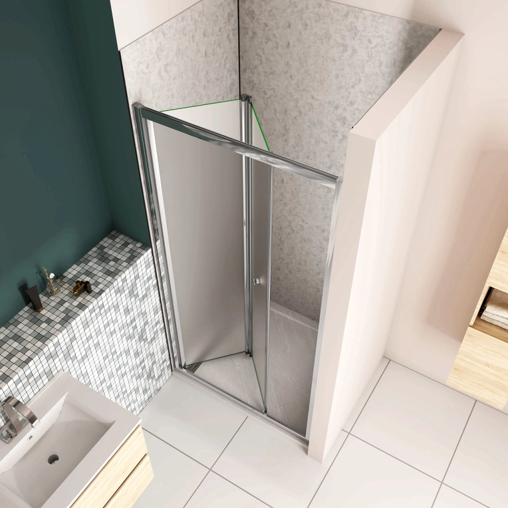 185 cm Box Doccia per Nicchia Porta a Soffietto 76 cm Vetro Temperato 5 mm Satinato Opaco Profilo Cromato Lucido