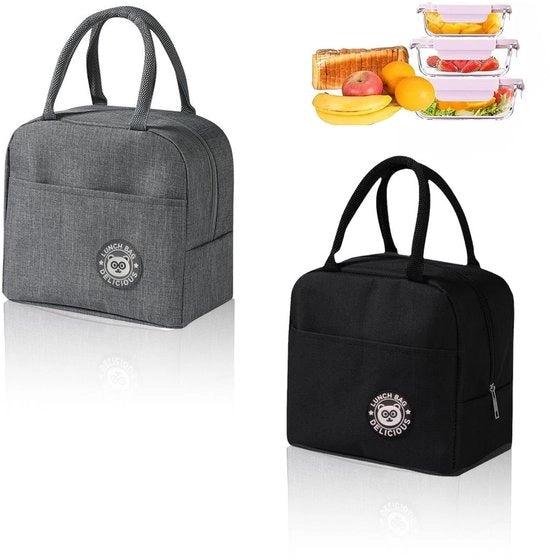 2-pack 6L sacchetti isolanti, borse a doppia parete rafforzate, borse a portata per pranzo pieghevoli, con pellicola isolante termica, per ufficio, scuola, campeggio, viaggi