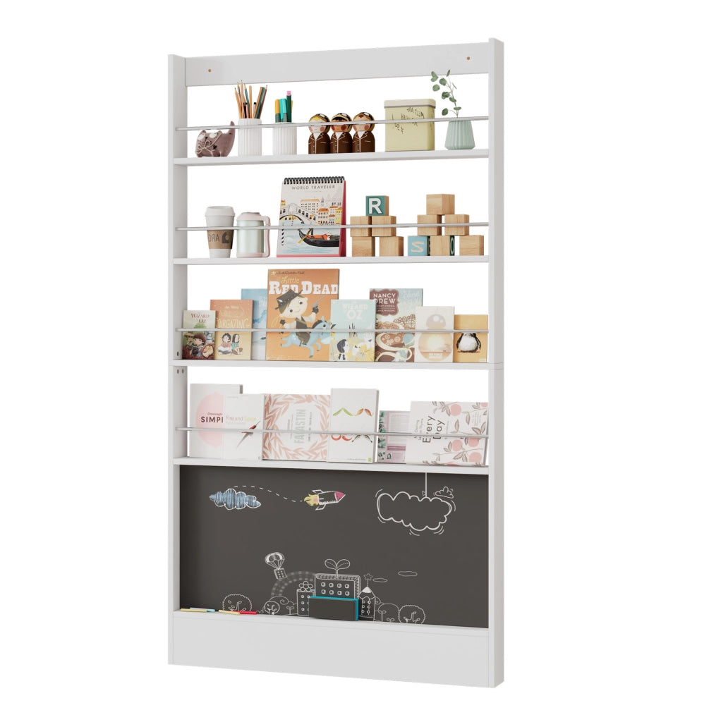 Scaffale libreria bianco con lavagna 100x10x180 cm