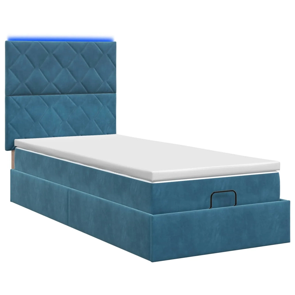 Letto Ottomano con Materasso e LED Blu scuro 80 x 200 cm 3458341