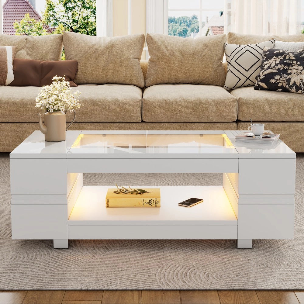 Tavolino da Caff¨¨ LED con App Bluetooth ¨C MINIMAL ¨C Bianco, Salotto/Soggiorno