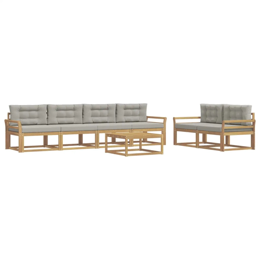 Set di divani da esterno 6 pcs Bianco e Grigio Chiaro