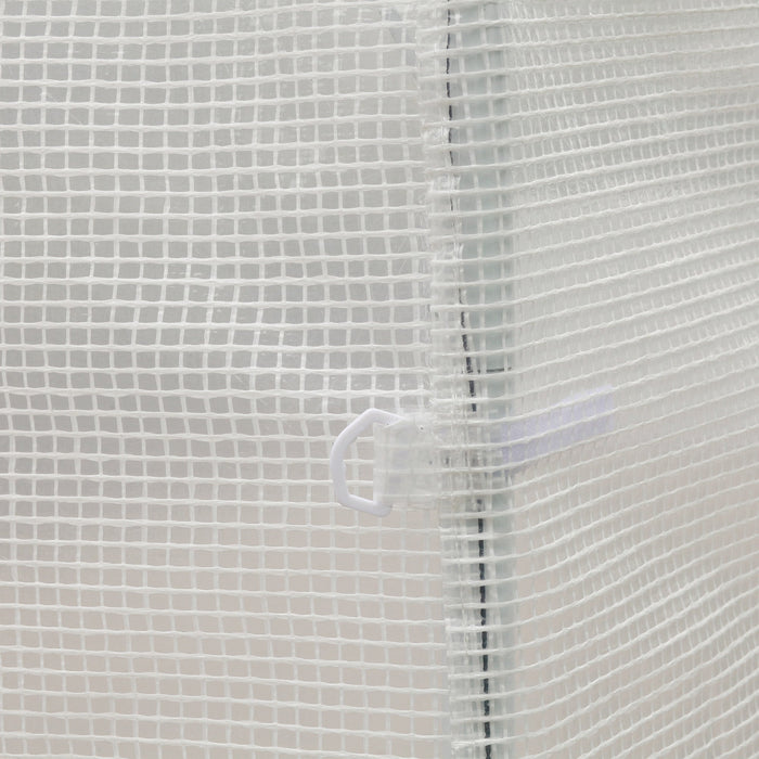 Serra a Tunnel 300x200x190 cm con 4 Finestrelle e Ingresso a Zip Acciaio Zincato e PE Bianco