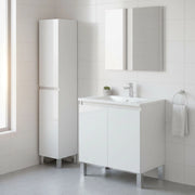 Vignolo, set Mobili Bagno 5 Ripiani, Bianco Lucido