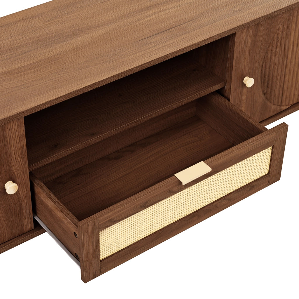 Mobile TV con 2 Ante; 2 Cassetti e Vani a Giorno; Stile Moderno; 175??36??51 cm; in MDF; Noce