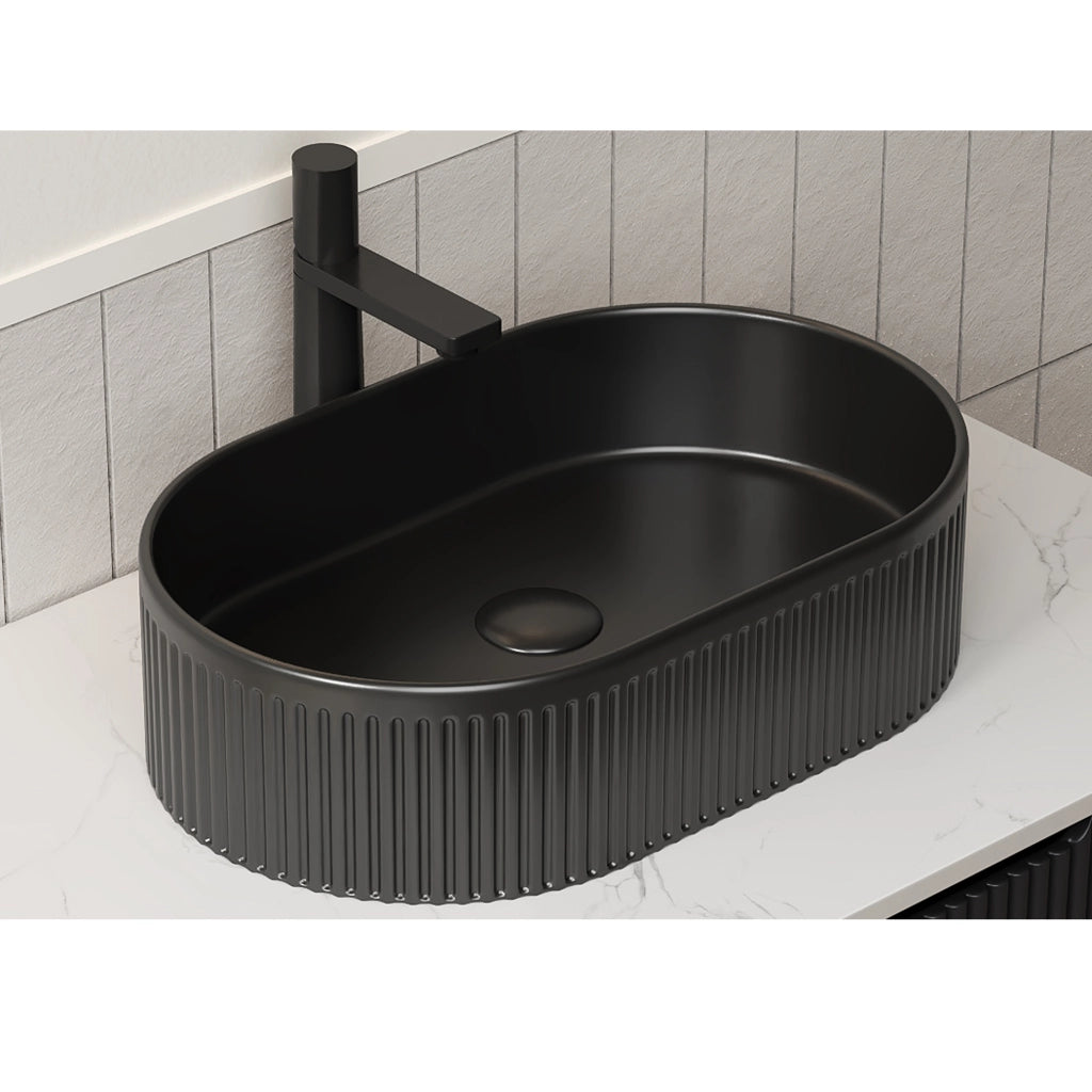 LAVABO in ceramica nero con foro rubinetteria preforato