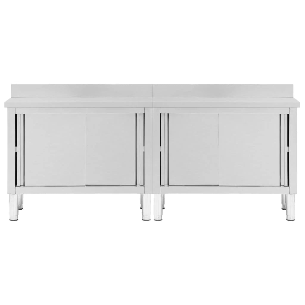 Set di due tavoli con ante scorrevoli 240 cm cucina professionale in acciaio inox 02_0000010