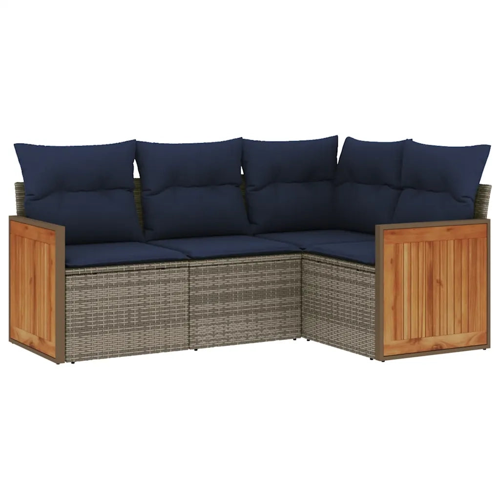 Set Divani da Giardino 4 pz con Cuscini Grigio in Polyrattan 3227615