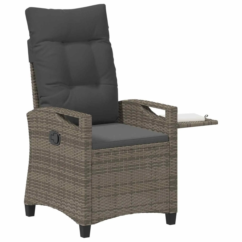 Sedia da Giardino | Sedie da Esterno reclinabile Grigio e Grigio Scuro polyrattan