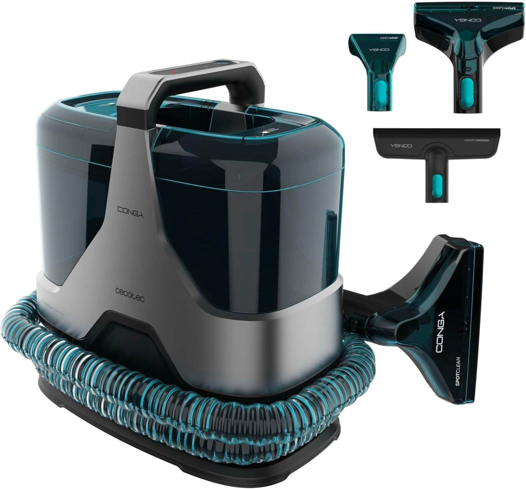 Aspirapolvere Lava Tappeti Conga 3000 Carpetclean, 3in1:Spruzza, Pulisce e Aspira, 400W, 2 Serbatoi - Acqua Pulita e Sporca, Spruzzatore D'Acqua, Raggio D'Azione di 6M, Tubo Flessibile Da 1,2m