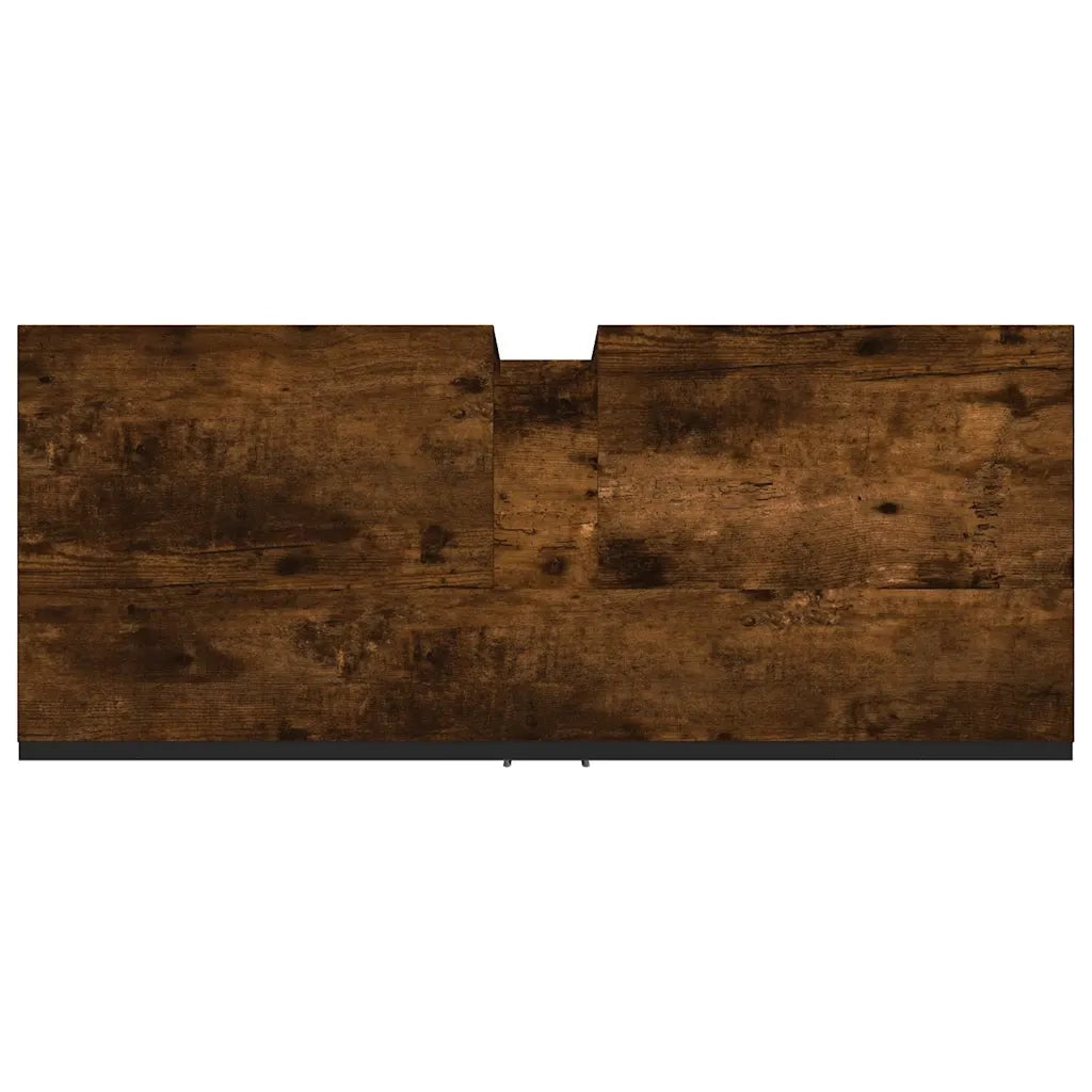 Mobiletto da bagno 80 x 33 x 60 cm ampio spazio contenitivo stile moderno legno composito finitura rovere affumicato 02_0049457