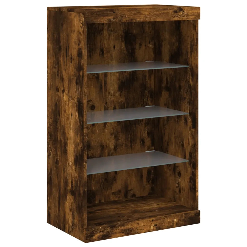 Credenza con Luci LED-Buffet-Armadio da cucina Rovere Fumo 181,5x37x100 cm 618501