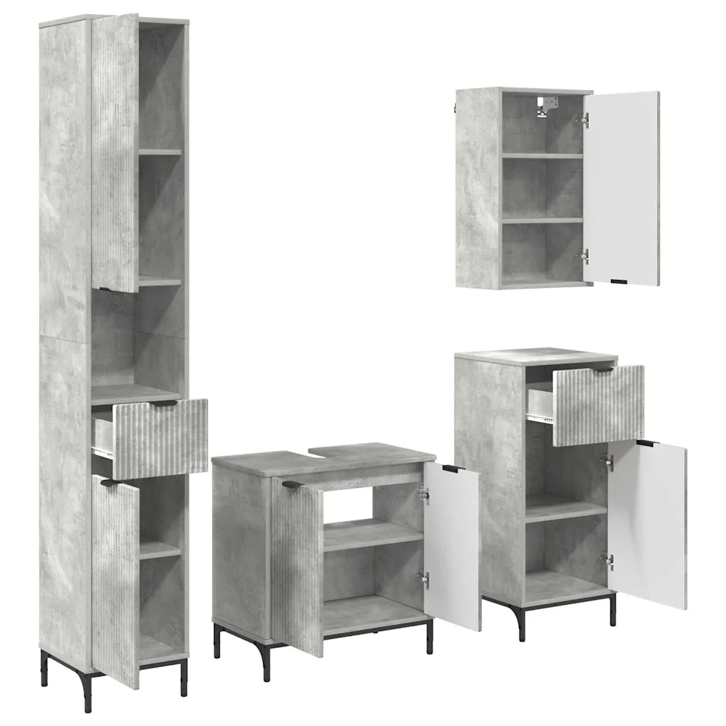Set di mobili per il bagno con cassetto Grigio cemento