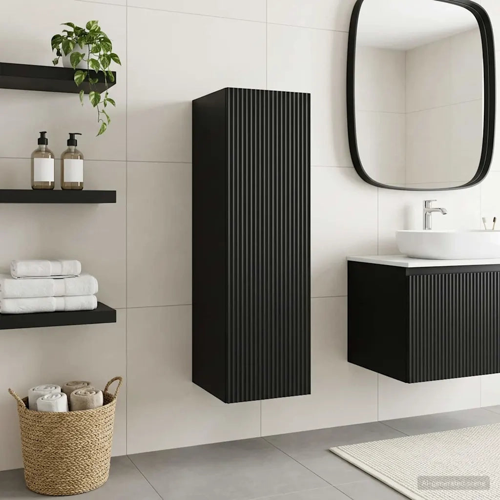 Mobiletto da Bagno a Muro Nero 33 x 34,5 x 100 cm 890523