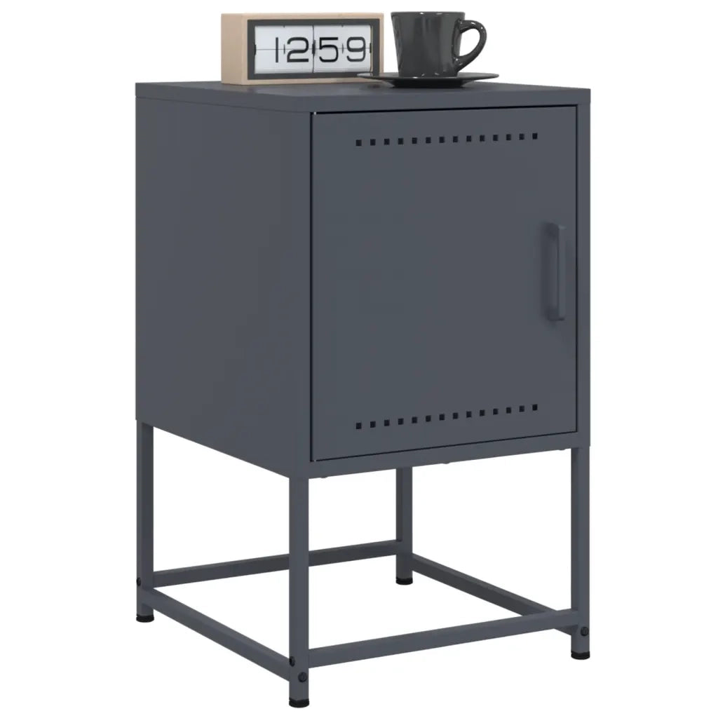 Set di 2 Comodini | Armadio da Notte | Mobiletto da notte Antracite 36x39x60,5 cm in Acciaio